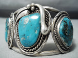 Museum Snake Vintage Native American Navajo Turquoise Sterling Silver Bracelet Old-Nativo Arts