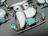 Fabulous Native American Zuni Mother-of-pearl Sterling Silver Necklace And Earring Set-Nativo Arts