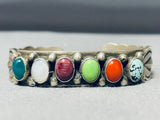 Elevated Detailed Vintage Native American Navajo Turquoise Sterling Silver Bracelet-Nativo Arts