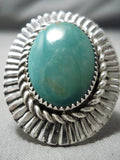 Huge Wave Master Native American Green Turquoise Sterling Silver Ring-Nativo Arts