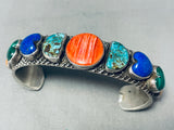 Heart & Half Moon Vintage Native American Navajo Turquoise Lapis Sterling Silver Bracelet-Nativo Arts