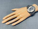 Native American Completely Hand Carved Vintage Navajo Sterling Silver Bracelet-Nativo Arts