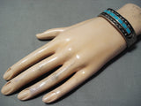 Heavy Animal Fetish Vintage Native American Navajo Turquoise Sterling Silver Bracelet-Nativo Arts