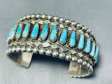 Tom Lowe Vintage Native American Navajo Teardrop Turquoise Sterling Silver Bracelet-Nativo Arts
