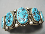 Tremendous Vintage Native American Navajo Blue Turquoise Sterling Silver Bracelet Cuff-Nativo Arts