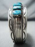 Extraordinary Vintage Native American Navajo Turquoise Square Cut Sterling Silver Bracelet-Nativo Arts