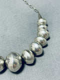 Hand Tooled Vintage Native American Navajo Sterling Silver Bead Necklace Old-Nativo Arts