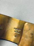 Luminous Vintage Signed Native American Navajo Solid Brass Huge Bracelet-Nativo Arts