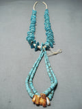 Outstanding Vintage Native American Navajo Old Kingman Turquoise Necklace With Jacla-Nativo Arts