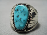 Important Vintage Native American Navajo Benny Touchine Turquoise Sterling Silver Ring Old-Nativo Arts