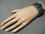 Signed Heavy Native American Spiderweb Turquoise Sterling Silver Bracelet-Nativo Arts