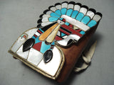 The Best Vintage Native American Zuni Turquoise Sterling Silver Inlay Ketoh Bracelet Old-Nativo Arts