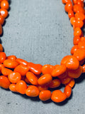 Very Rare Chunky Coral Native American Navajo Sterling Silver Necklace-Nativo Arts