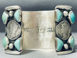 Extraordinary San Felipe Royston Turquoise Sterling Silver Coin Bracelet-Nativo Arts
