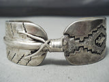 Striking Vintage Hopi Sterling Silver Feather Bracelet Native American-Nativo Arts
