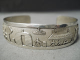 Detailed Vintage Native American Navajo Sterling Silver Hogan Bracelet-Nativo Arts