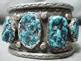 Huge Authentic Vintage Native American Navajo Turquoise Sterling Silver Bracelet-Nativo Arts