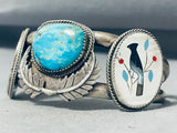 One Of The Most Unique Vintage Native American Zuni Bird Sterling Silver Turquoise Bracelet-Nativo Arts