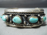 Heavy Heavy Vintage Native American Navajo Blue Gem Turquoise Sterling Silver Bracelet-Nativo Arts
