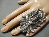Colossal Native American Navajo Sterling Silver Feather Chief Ring-Nativo Arts