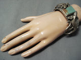 Spectacular San Felipe Native American 8 Turquoise Sterling Silver Bracelet-Nativo Arts