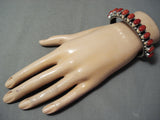 Incredible Native American Navajo Domed Coral Wrap Around Coil Sterling Silver Bracelet-Nativo Arts