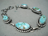 Exquisite Navajo Carico Lake Turquoise Sterling Silver Bracelet Native American-Nativo Arts