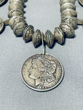 372 Grams Vintage Native American Navajo Coin Silver Squash Blossom Necklace-Nativo Arts