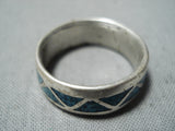Native American Detailed Vintage Navajo Turquoise Sterling Silver Ring-Nativo Arts