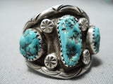 Tremendous Vintage Native American Navajo Kingman Turquoise Sterling Silver Ring-Nativo Arts