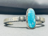 Derrick Cadman Native American Navajo Old Kingman Turquoise Sterling Silver Bracelet-Nativo Arts