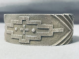 Tremendous Native American Navajo Sterling Silver Cross Bracelet Signed-Nativo Arts
