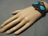 Very Rare Robin's Egg Turquoise Vintage Native American Navajo Sterling Silver Bracelet Old-Nativo Arts