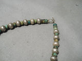 Unique-bead Vintage Native American Navajo Turquoise Sterling Silver Necklace Old-Nativo Arts
