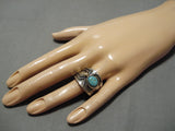 Important 14k Gold Vintage Native American Navajo Spiderweb Turquoise Sterling Silver Ring-Nativo Arts