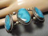 Quality Vintage Native American Navajo Bisbee Turquoise Sterling Silver Bracelet For Small Wrist-Nativo Arts