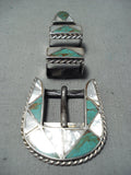 Museum Vintage Native American Navajo Royston Turquoise Sterling Silver Buckle Ranger Set-Nativo Arts