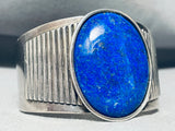 Monumental Vintage Domed Lapis Sterling Silver Bracelet Cuff-Nativo Arts