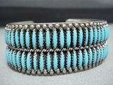Intricate Vintage Native American Navajo Needle Turquoise Sterling Silver Bracelet-Nativo Arts