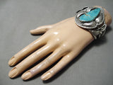 Important Huge Vintage Native American Navajo Apache Turquoise Sterling Silver Bracelet-Nativo Arts