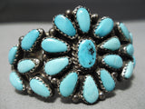 Small Wrist Vintage Native American Navajo Tears Of Joy Turquoise Stelring Silver Bracelet Old-Nativo Arts