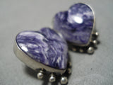 Best Vintage Navajo Charoite Sterling Silver Native American Earrings-Nativo Arts