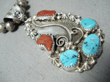 Excellent Vintage Native American Navajo Sleeping Beauty Turquoise Sterling Silver Necklace Old-Nativo Arts