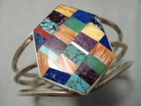 Absolutely Incredible Vintage Native American Navajo Turquoise Inlay Sterling Silver Bracelet-Nativo Arts