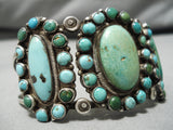 One Of The Best Vintage Native American Navajo Turquoise Sterling Silver Cluster Bracelet-Nativo Arts