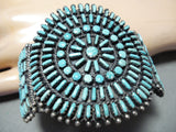 Native American One Of The Best Vintage Znavajo Turquoise Sterling Sluster Bracelet Old-Nativo Arts