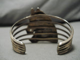 Museum Quality Vintage Native American Navajo Ricky Reader Sterling Silver Carved Bracelet Old-Nativo Arts