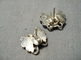 Marvelous Vintage Native American Navajo Turquoise Sterling Silver Butterfly Earrings-Nativo Arts