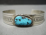 Important Vintage Native American Navajo Verdy Jake Turquoise Sterling Silver Bracelet-Nativo Arts