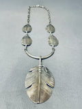 Huge Important Vintage Native American Navajo Sterling Silver Feather Tier Necklace-Nativo Arts